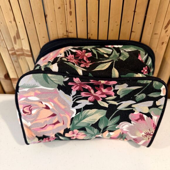 isotoner Handbags - Isotoner Floral Cosmetic Bag Makeup Travel Case Organizer Zip Pouch